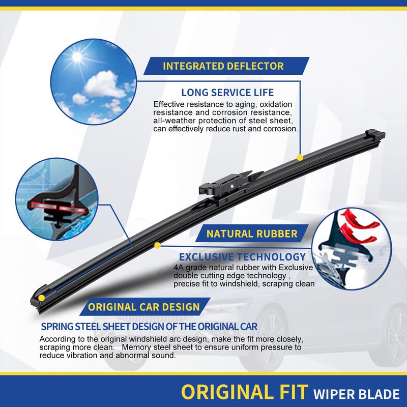 ANRDDO Wipers Replacement For MINI Cooper R55 R56 R57 2013-2015 Windshield Wiper Blades 19"+18" (Set of 2) Not Fit J Hook - Image 4